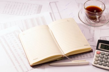 Bir kalem ve hesap makinesi ile günlüğü