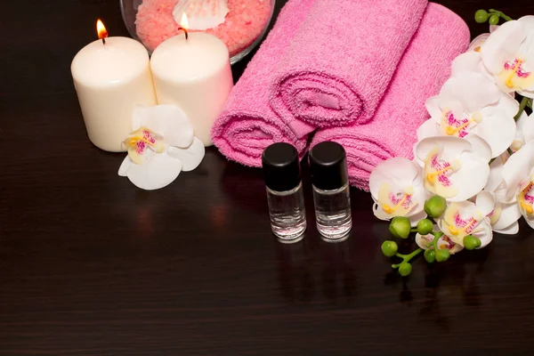 Terapia de ajuste de spa com flores — Fotografia de Stock