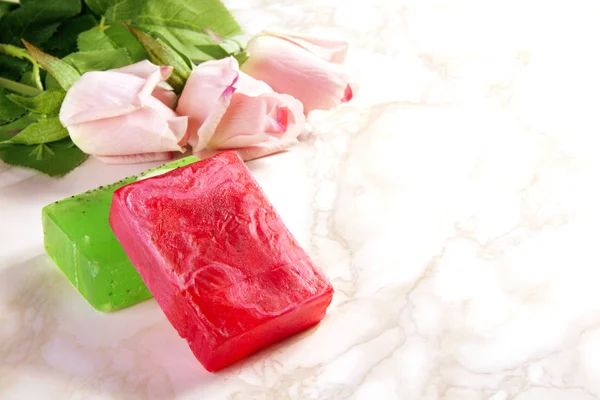 Handmade red and green Soap — Stock Photo, Image