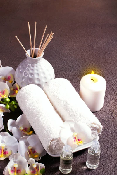 Terapia de ajuste de spa com flores — Fotografia de Stock