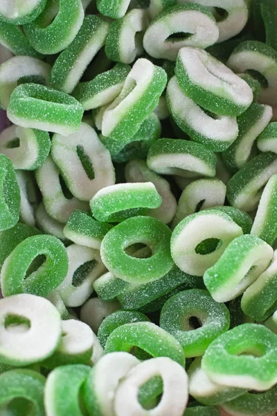 Closeup Apple Flavored Gummy Rings Stock Picture