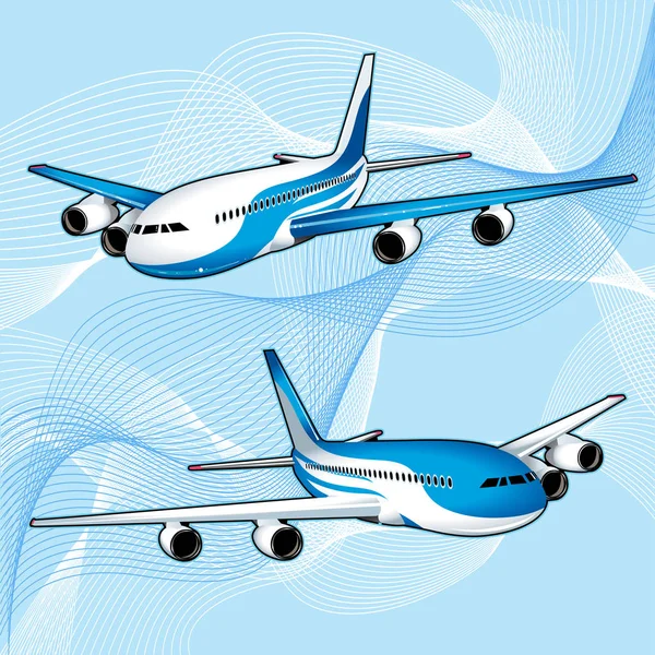 Realistiska passagerarflygplan med turbiner — Stock vektor