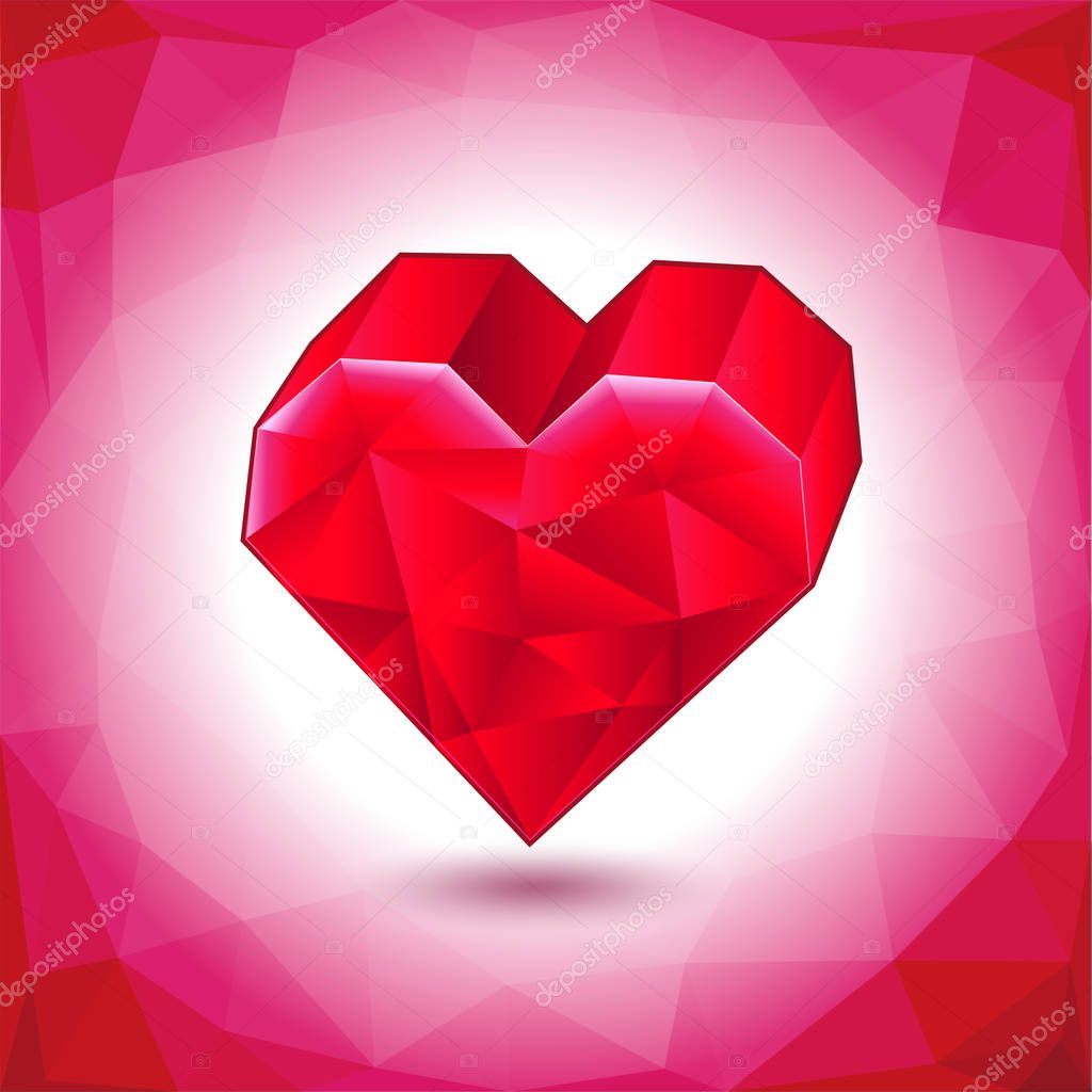 abstract three-dimensional red heart triangles