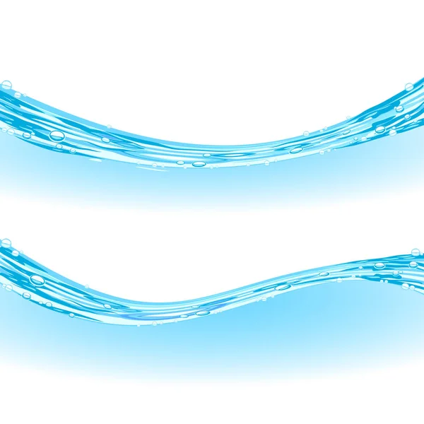 Realistisches Bild der blauen Wasseroberfläche mit Luftblasen — Stockvektor