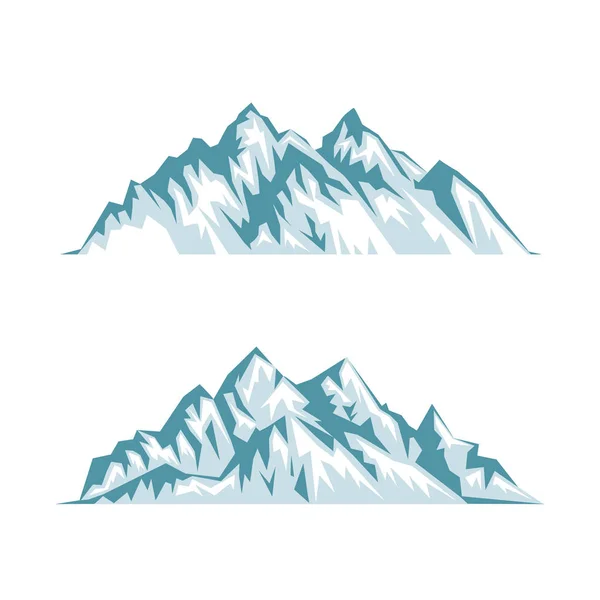 Silhueta azul de montanhas com sombras, luzes e neve — Vetor de Stock
