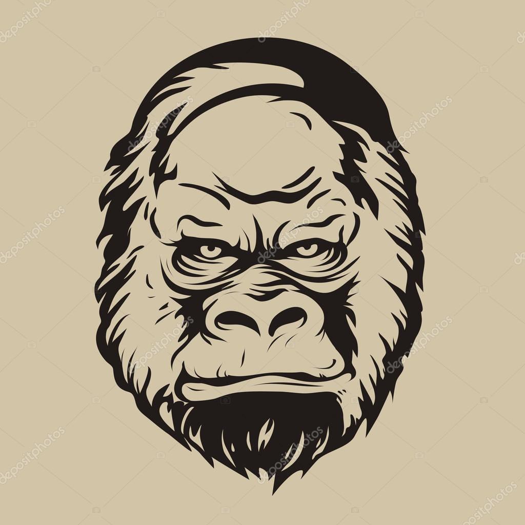 Vettoriale stockStampa grafica, la silhouette di un volto di gorilla di  ©TashaDrik #141248148, image size:1024x1024