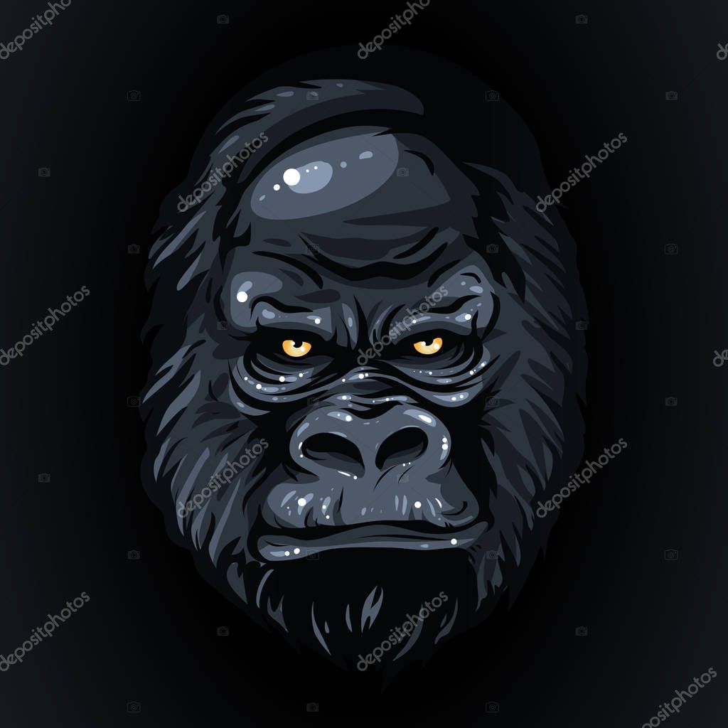 Vettoriale stockDisegno realistico gorilla faccia nera, occhi gialli di  ©TashaDrik #141248204, image size:1024x1024