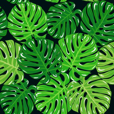 çiçek seamless modeli tropikal palmiye yaprakları vektör