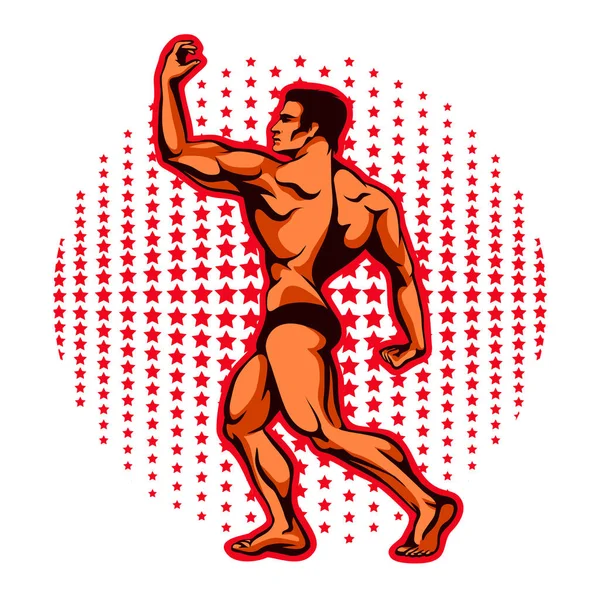 Bodybuilder Fitness Modèle, athlète avec de beaux muscles dos — Image vectorielle