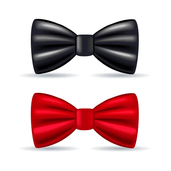 Realistic drawing, solemn bow tie black and red — Stock Vector
