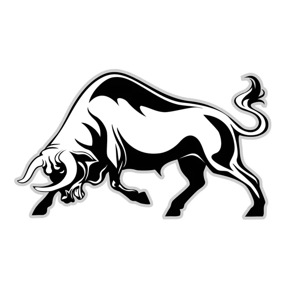 Silueta logo toros de un toro con cuernos . — Vector de stock