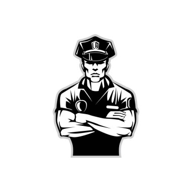 üniformalı bir polis bir şapkası silüeti