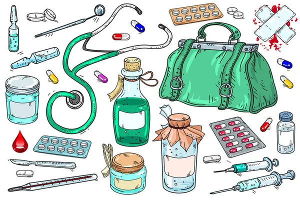 Ilustração vetorial do conjunto de ícone médico — Vetor de Stock