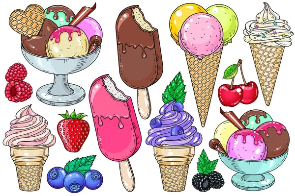 Vektorová ilustrace sbírky zmrzliny. — Stockový vektor