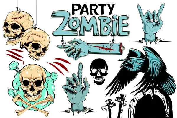 Wektor zła ludzka czaszka. Ilustracja wektora, ustawiona na Halloween. Impreza zombie. — Wektor stockowy