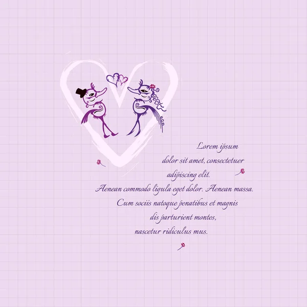 Carta de San Valentín. Tarjeta decorativa con dibujo a mano alzada . — Vector de stock