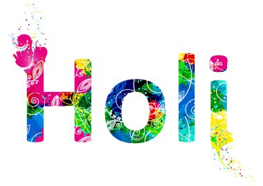 Çok renkli soyut desen ile kelime Holi.