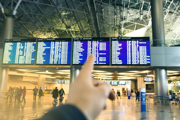 Traveler at airport terminal blur background. — Stock Photo, Image