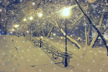 Kış Park'ta gece manzarası.