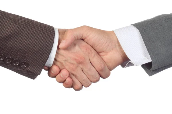 Business handshake two business managers of large corporation or company isolated white background. — Stock Photo, Image