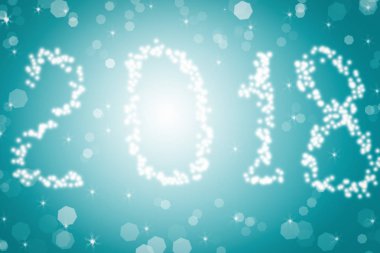 bulanık Parlatıcı 2018 metin için mavi arka plan, tasarım mutlu yeni yıl kartı