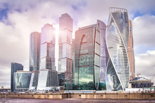 Cityscape Moscow city iş merkezi. Gökdelenler, Moskova. Binalar peyzaj Moskova