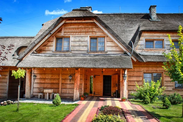 wooden house in the village. Summer private house in a country estate outside the city.