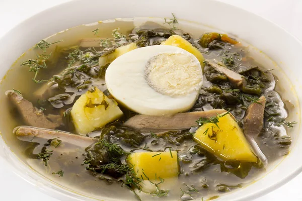 Supă de vită cu ou și cartofi — Fotografie, imagine de stoc