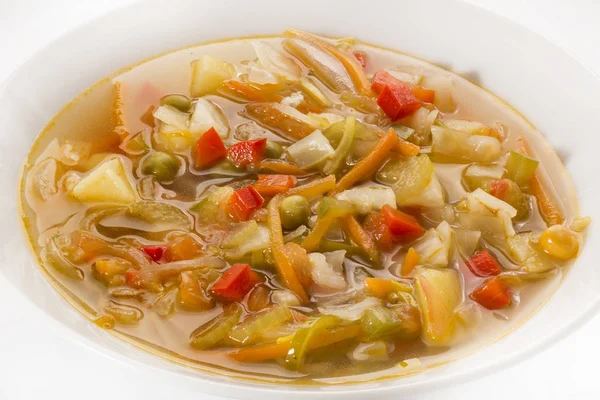 Se amestecă supa de legume cu carne afumată — Fotografie, imagine de stoc