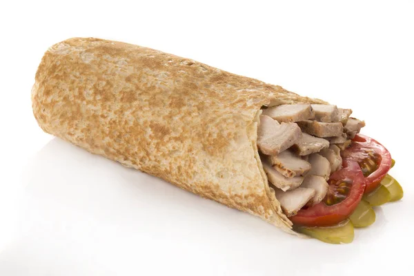 Shawarma with chicken and tomatoes — Stock Photo, Image