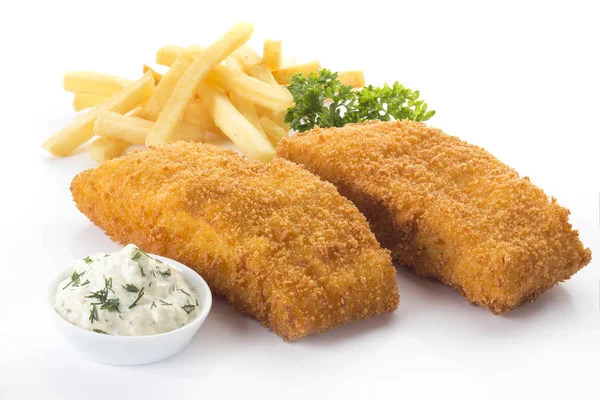 Mavi peynir soslu balık ve patates kızartması