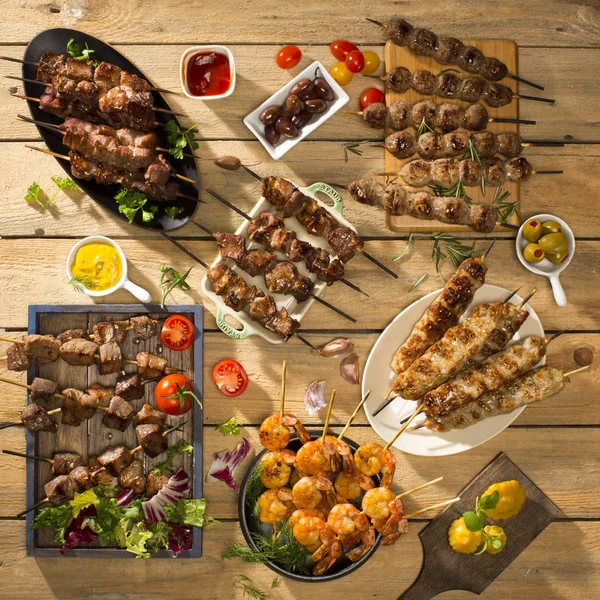 Izgara et ve karides karışımı