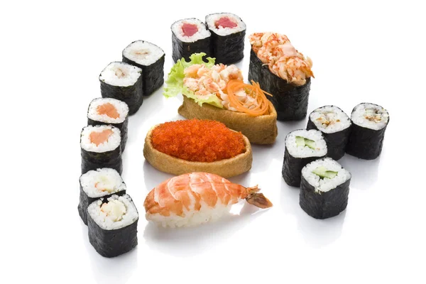 Japanese sashimi and roll set mix — Stock Photo, Image