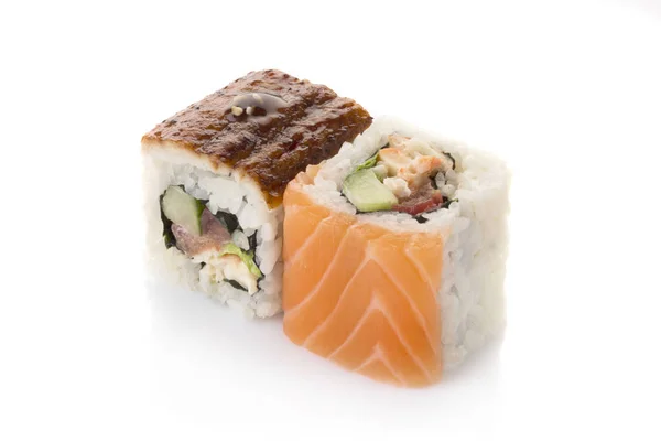Japanese roll with eel and salmon — Stock Photo, Image