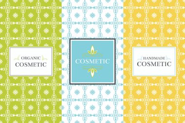 Kozmetik Parfümeri Ürünleri - şablon etiket ve etiket ile süs için vektör ambalaj tasarım öğeleri