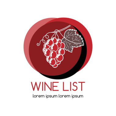 Üzüm logo tasarım şablonu. Organik şarap, üzüm hasat, bar menüsü şarap listesi için kavram. Şarap ve şarapçılık için etiket.