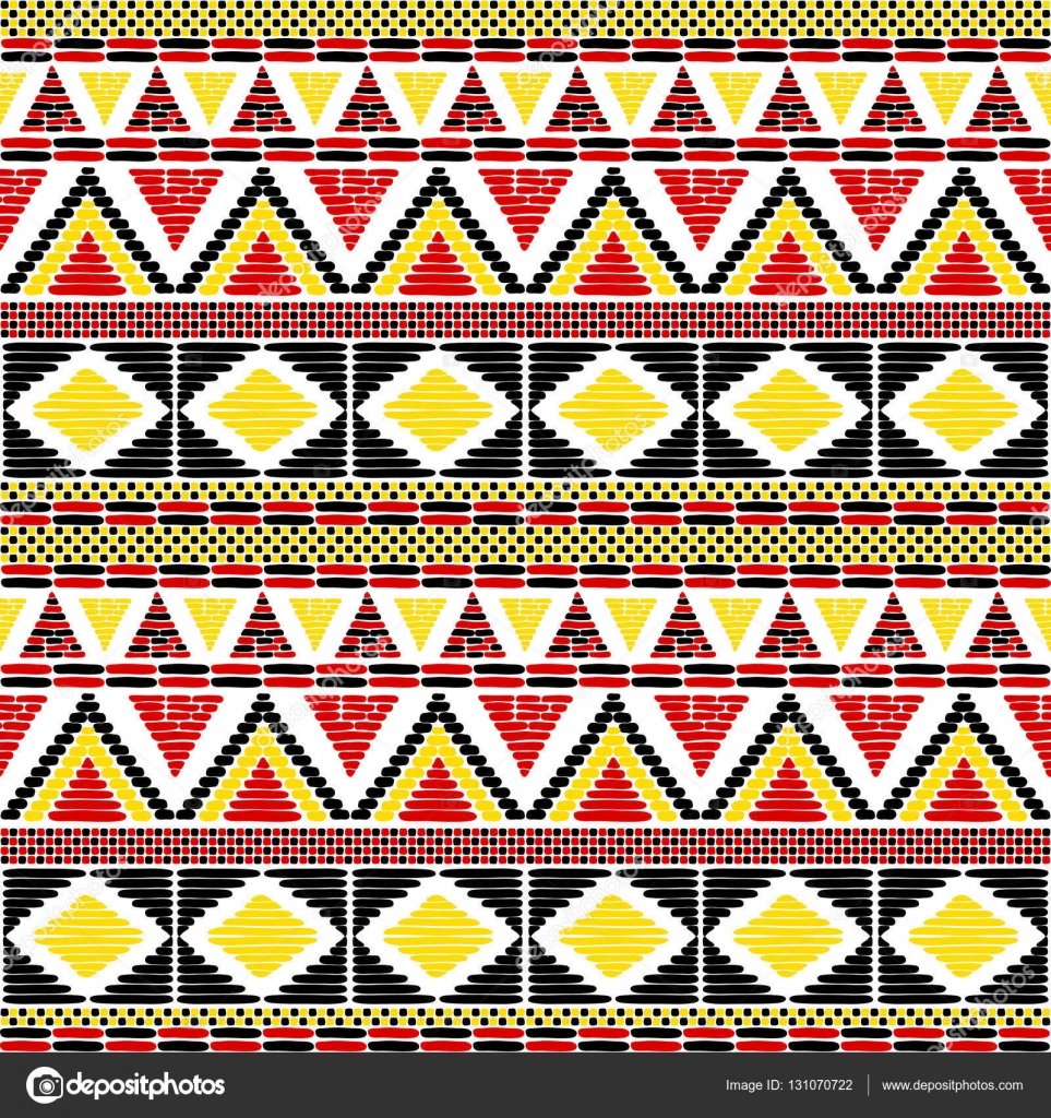 Tribal Pattern Vector Seamless African Print With In Uganda Flags Colors Ethic Texture Background For Fabric Wallpaper Wrapping Paper And Card Template Vector Image By C Irinelle Vector Stock 131070722