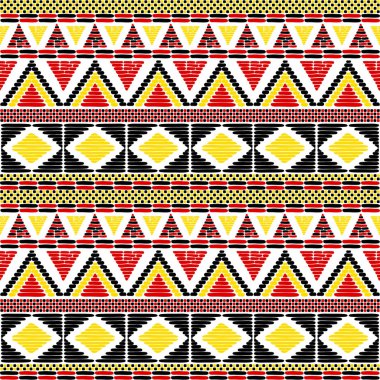 Tribal pattern vector seamless. African print with in Uganda flags colors. Ethic texture. Background for fabric, wallpaper, wrapping paper and card template. clipart
