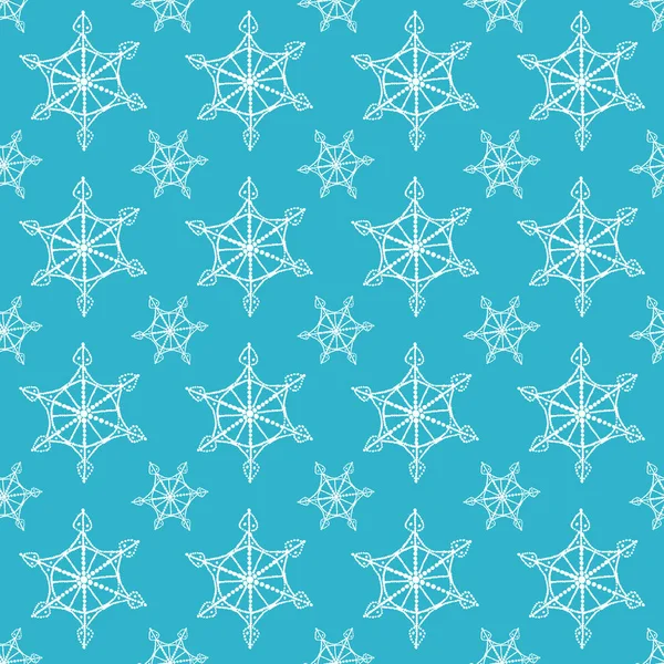 Ręka wzór zima bezszwowe ciągnione snowflake. Używane dla papier na opakowania, włókienniczych, tkanina i tkanina tło. — Wektor stockowy