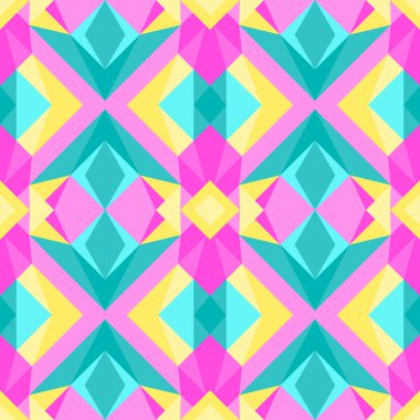 Vahşi üçgen poligon 90s veya 80s tasarlamak vektör. Soyut geometrik bubblegum renkler pop sanat stil arka plan.