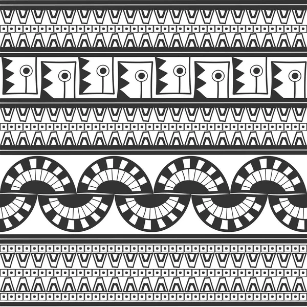 Patrón tribal monocromo vector sin costura. étnico negro blanco fondo — Vector de stock