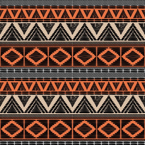 Patrón tribal vector sin fisuras. Estampado africano con en colores étnicos. Fondo para tela, papel pintado, papel de embalaje y plantilla de tarjeta . — Archivo Imágenes Vectoriales