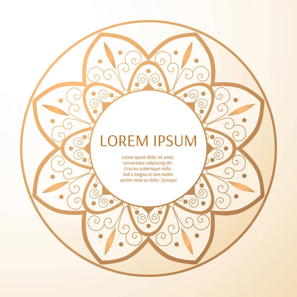 Gold frame vector isolated on white background. Round floral ornament with decorative golden foil. Design for save the date, bridal shower, album, tag, label, greeting card or wedding invitation. — Stock Vector