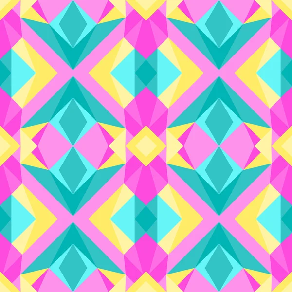 Triángulo salvaje poligonal 90s o 80s patrón vector. Abstracto geométrico burbuja colores pop arte estilo fondo . — Vector de stock