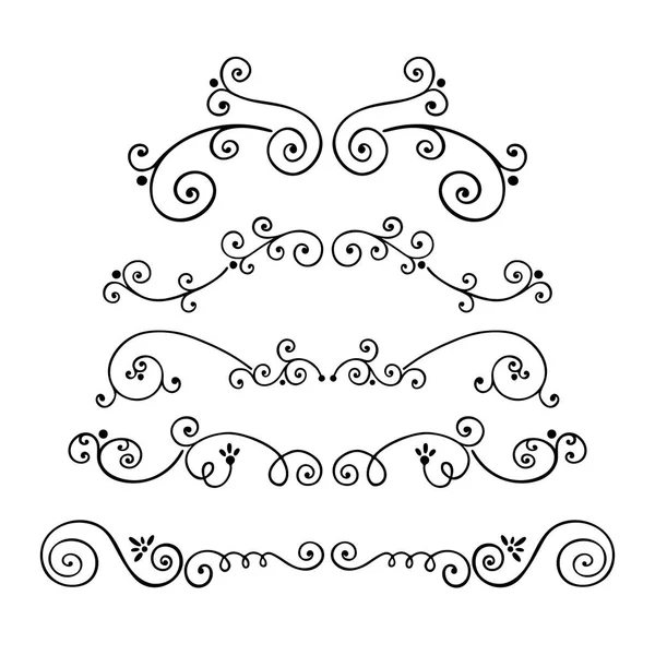 Conjunto de divisores de texto dibujado a mano decorativos vector. Frontera única aislada sobre fondo blanco. Divisores de tinta . — Vector de stock