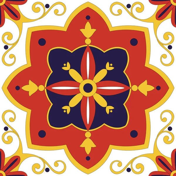 Patrón de baldosas españolas. Diseño de patrón de azulejo ornamental . — Vector de stock