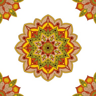 Kağıt, kumaş veya duvar kağıdı sarma için sorunsuz mandala desen. El şark süsleme Hindistan arka plan çekilmiş. Hint, etnik, kabile, peru, bitkisel motifler.