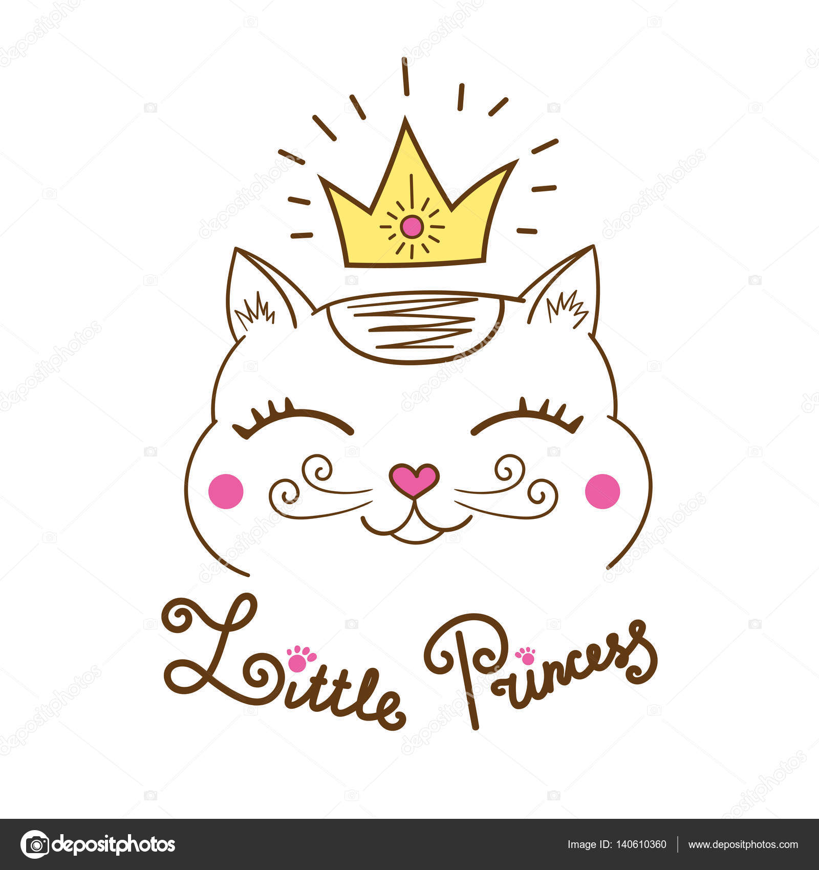 Gatos fofos princesa crianças ilustração desenho infantil amor