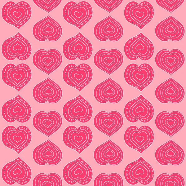 Rosa patrón de corazón vector sin costura — Vector de stock