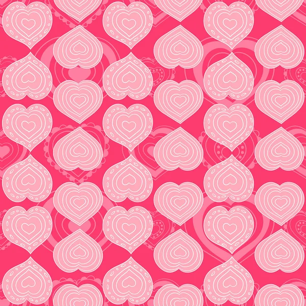 Rosa patrón de corazón vector sin costura — Vector de stock